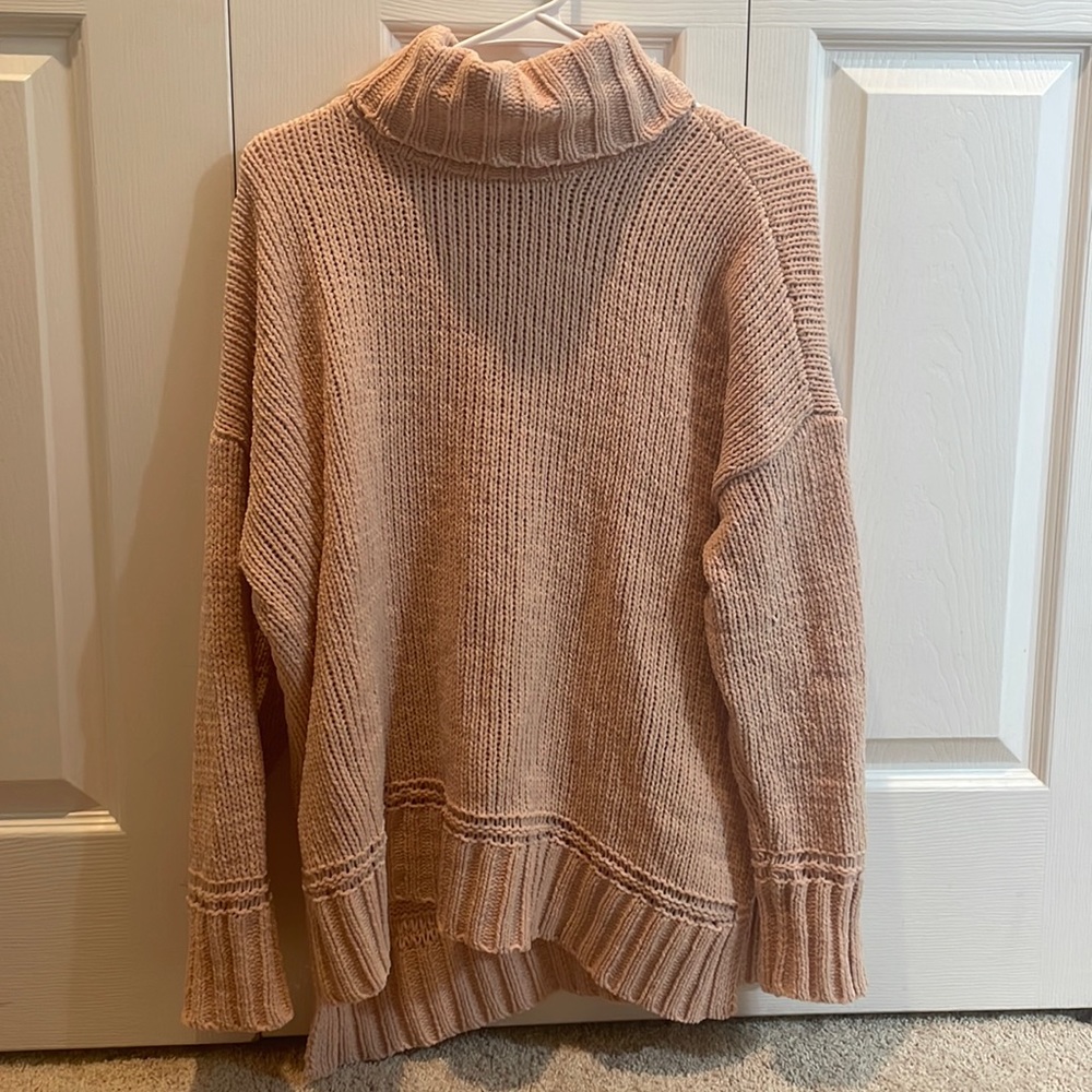 aerie pink turtleneck sweater